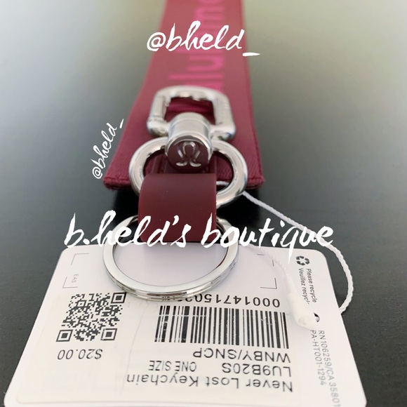 lululemon Never Lost Keychain (New Style) Wine Berry/Sonic Pink Brand New NWT - Picture 9 of 10